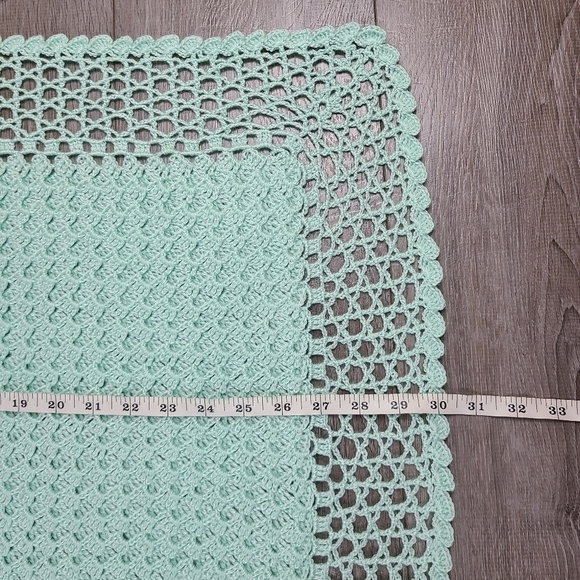 TEAL knitted rectangular baby blanket - Picture 12 of 13